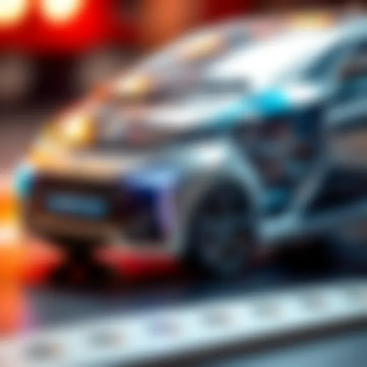 A close-up view of innovative electric car technology