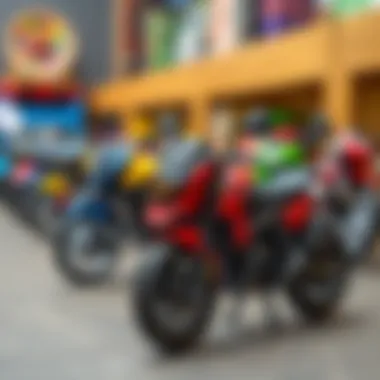 Various models of electric motorcycles designed for kids