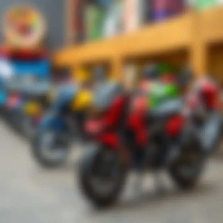 Various models of electric motorcycles designed for kids