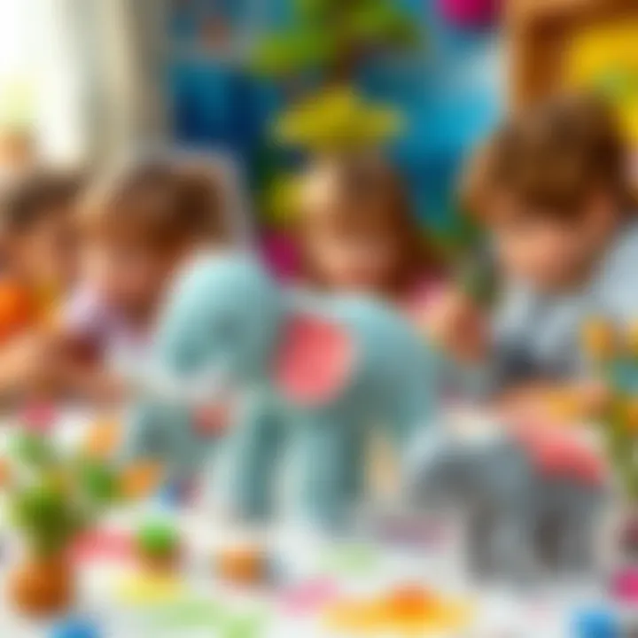 Artistic Expressions Inspired by Elephants A group of children participating in an elephant-themed art activity.