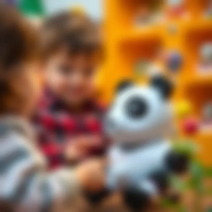 Learning Through Interaction Children learning while interacting with an automatic panda.