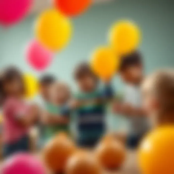 Group of kids engaged in a potato balloon activity