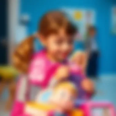 Child enjoying using a Barbie-themed backpack