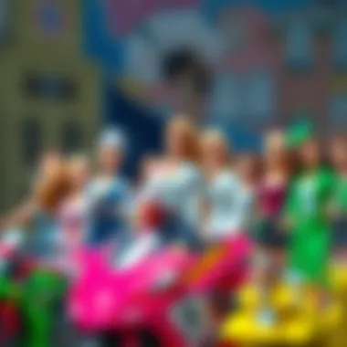 The Diversity of Barbie A vibrant collection of Barbie dolls representing various professions and styles