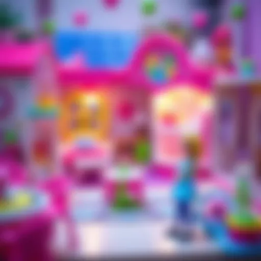 Colorful Barbie-themed playset encouraging creativity