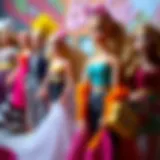 Colorful Barbie outfit combinations showcasing creativity