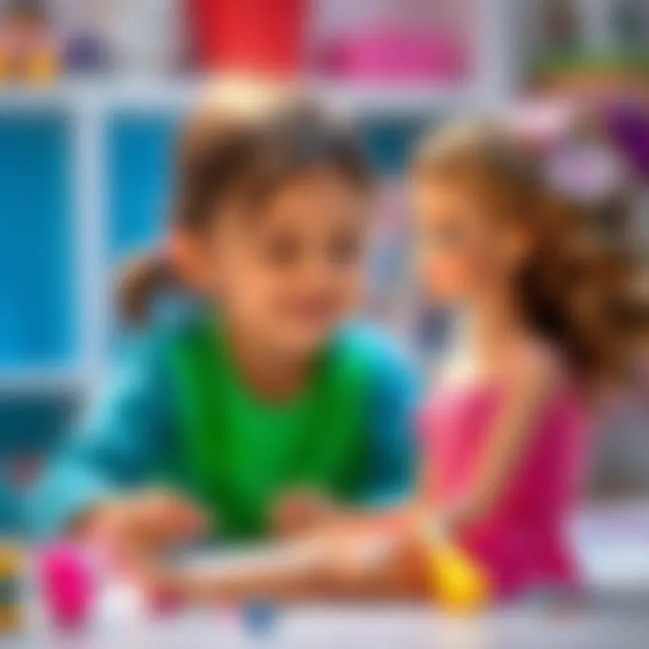 Children engaging in imaginative play with Barbie doll