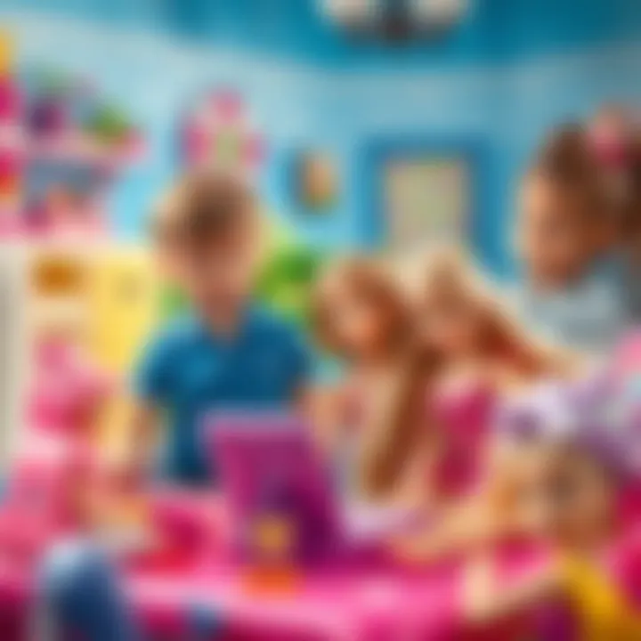 Role-Playing Adventures with Barbie Children engaged in imaginative role-playing with Barbie dolls