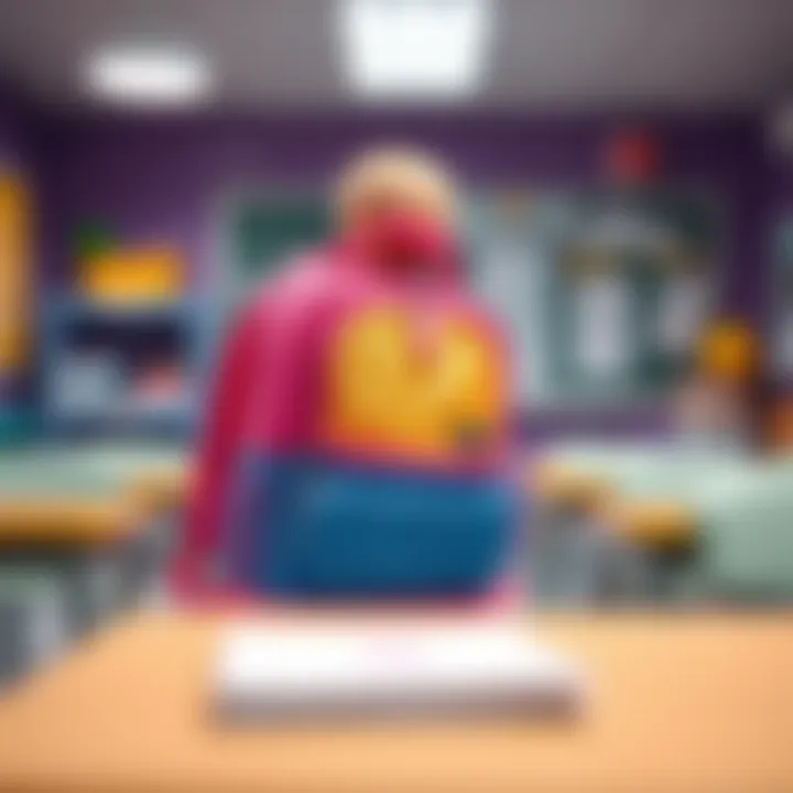 Barbie school bag in a classroom setting