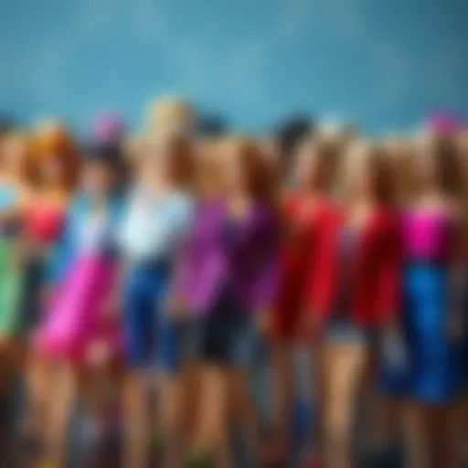 A collection of colorful Barbies showcasing diverse roles and professions