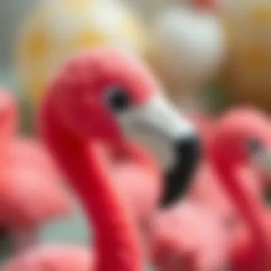 Close-up of a baby flamingo toy showcasing its features.