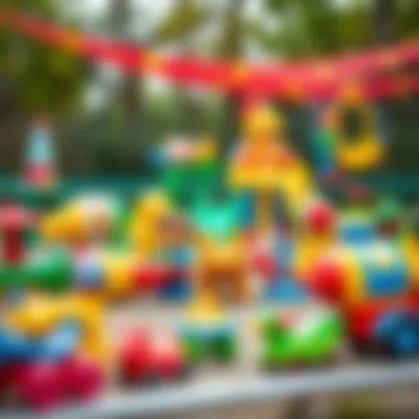 Colorful baby play park with various toys