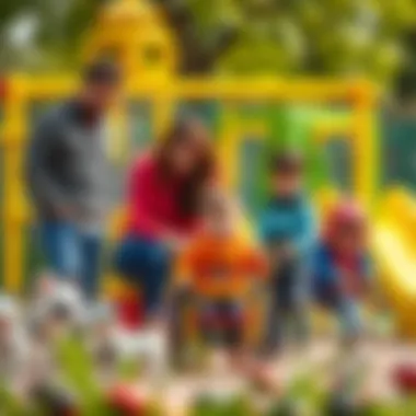 Parents observing children in a play park