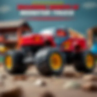 Educational benefits of monster truck games depicted through infographics