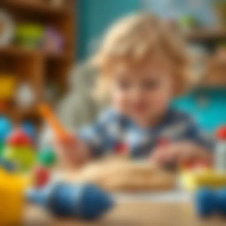 A child engaged in playdough activity, enhancing motor skills.