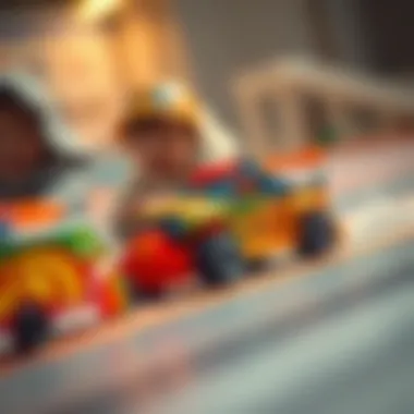 Children's Adventure with Hot Wheels Children engaging with Hot Wheels speed track truck