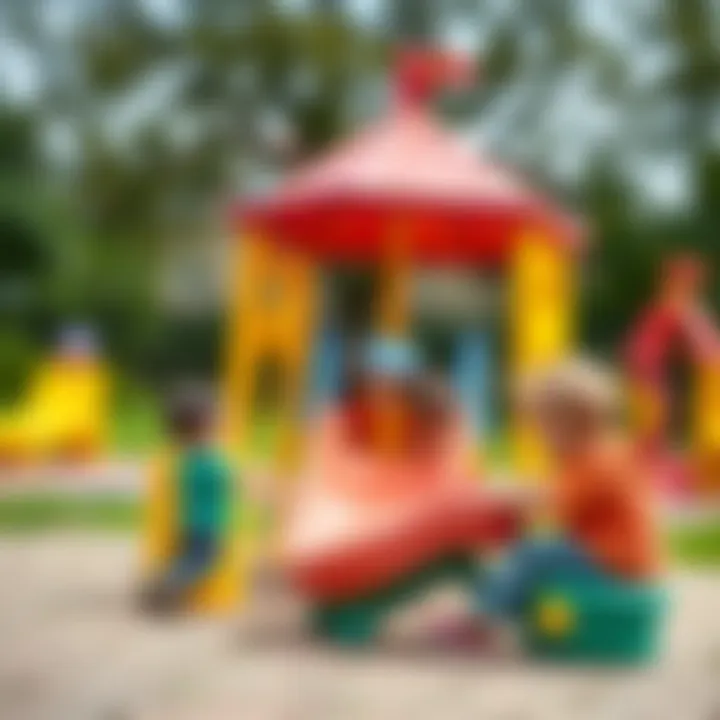 Children engaging in imaginative play with park equipment