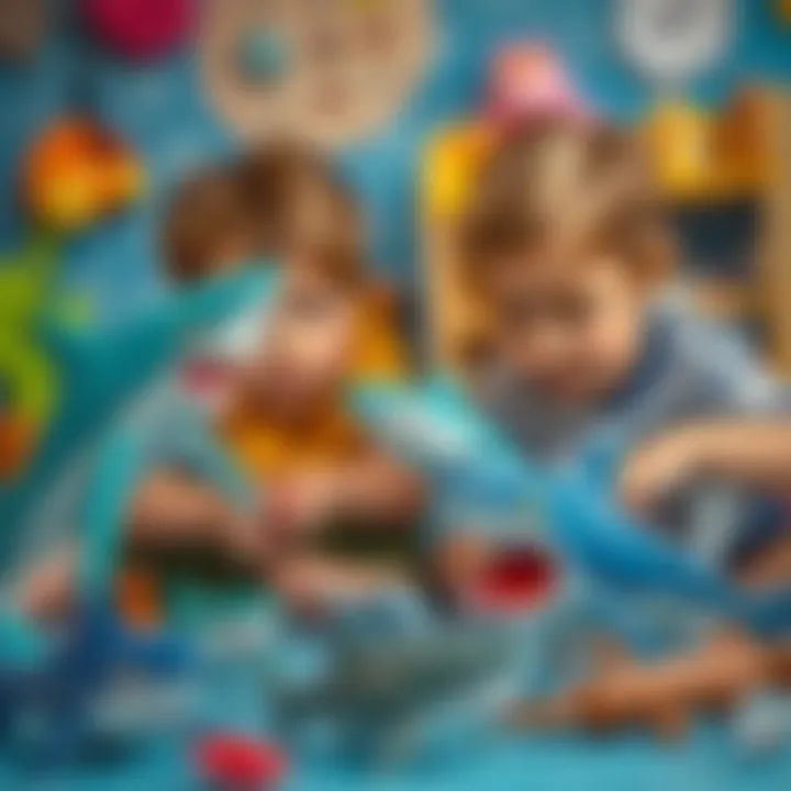 Children engaging with shark toys in a creative setting