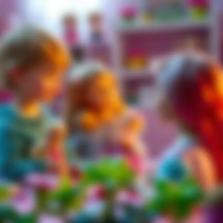 Imaginative Play with Barbie Children engaging in imaginative play with Barbie dolls