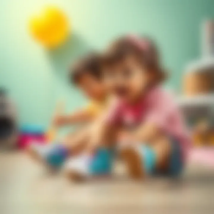 Children playing joyfully with musical shoes