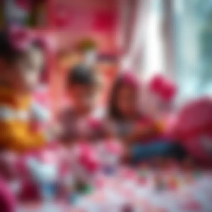 Imaginative Play with Hello Kitty Toys Children engaged in imaginative play with Hello Kitty toys from surprise packages.