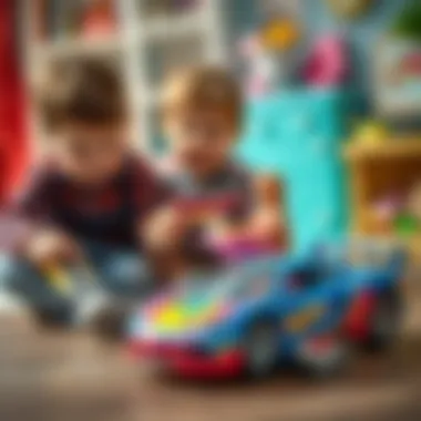 Children Playing with Hot Wheels and Barbie A playful scene featuring children engaging with Hot Wheels and Barbie toys together