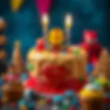 Colorful birthday cake with superhero theme