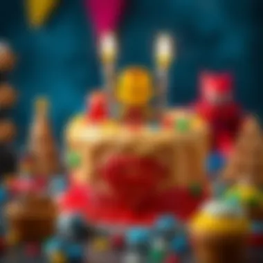 Colorful birthday cake with superhero theme