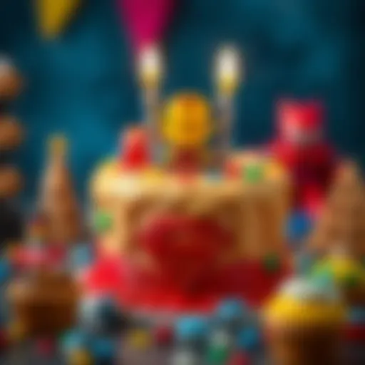 Colorful birthday cake with superhero theme