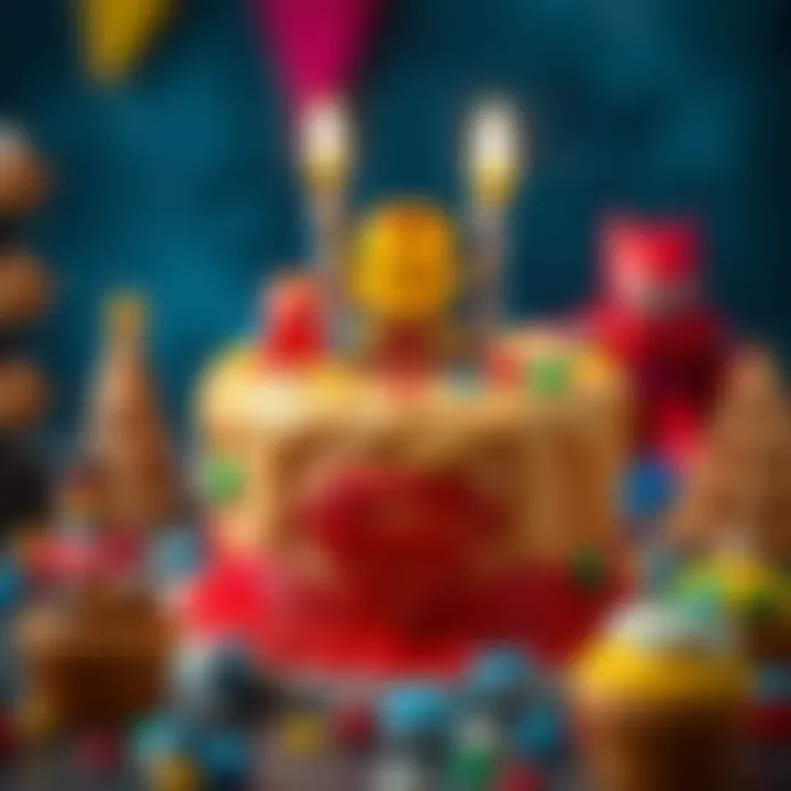 Colorful birthday cake with superhero theme