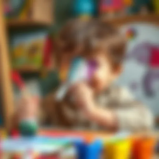 A child joyfully painting a colorful elephant