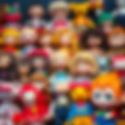 A vibrant collection of different toy dolls showcasing various styles and designs