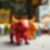 Colorful toy bulls designed for children