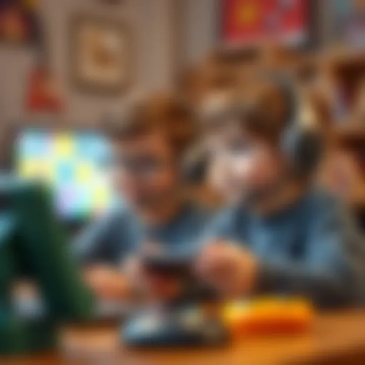 Parents guiding children in game selection