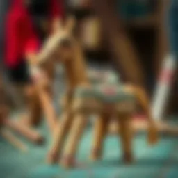 A vintage wooden stick horse showcasing traditional craftsmanship