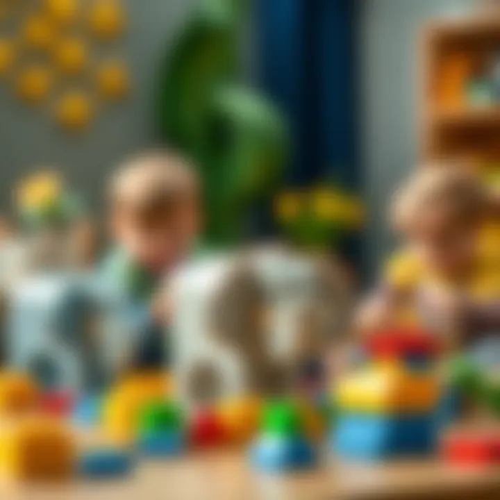 Building Blocks for Creative Learning Children playing creatively with elephant-themed building blocks.