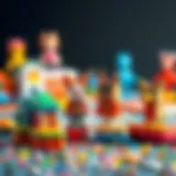 Colorful toys created from shoe boxes