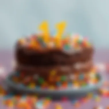 Delicious chocolate cake decorated with colorful sprinkles