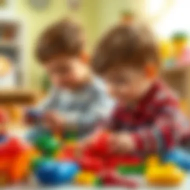 Children engaging in cooperative play with toys