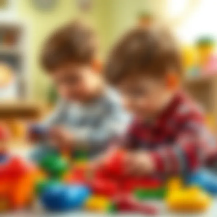 Children engaging in cooperative play with toys