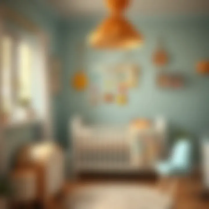 Tranquil Nursery with a Visual Aid A serene nursery showcasing a mobile