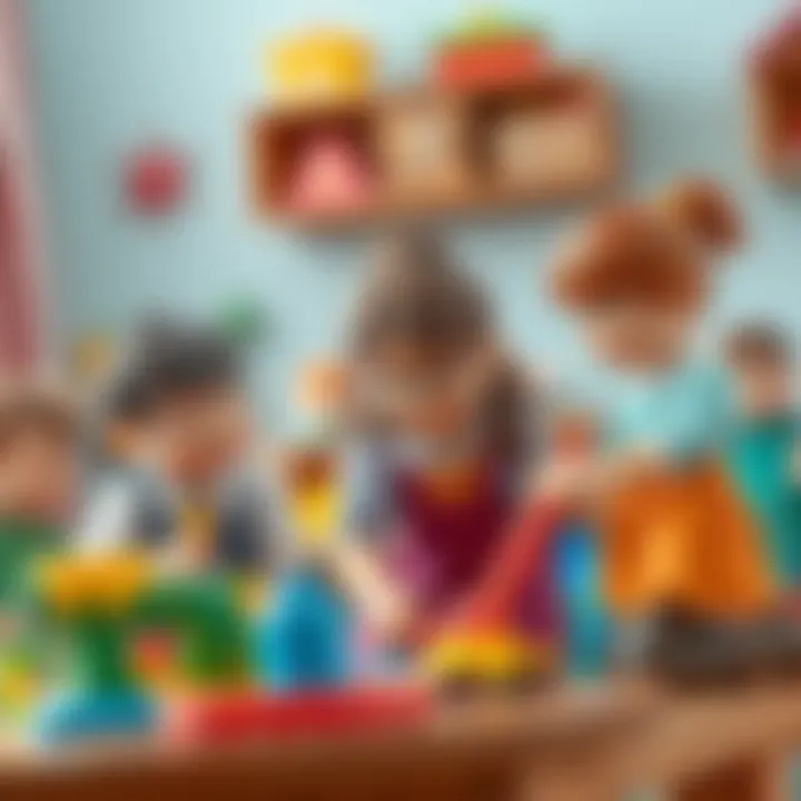 A group of children collaborating in a dress-up game, enhancing social skills and teamwork.