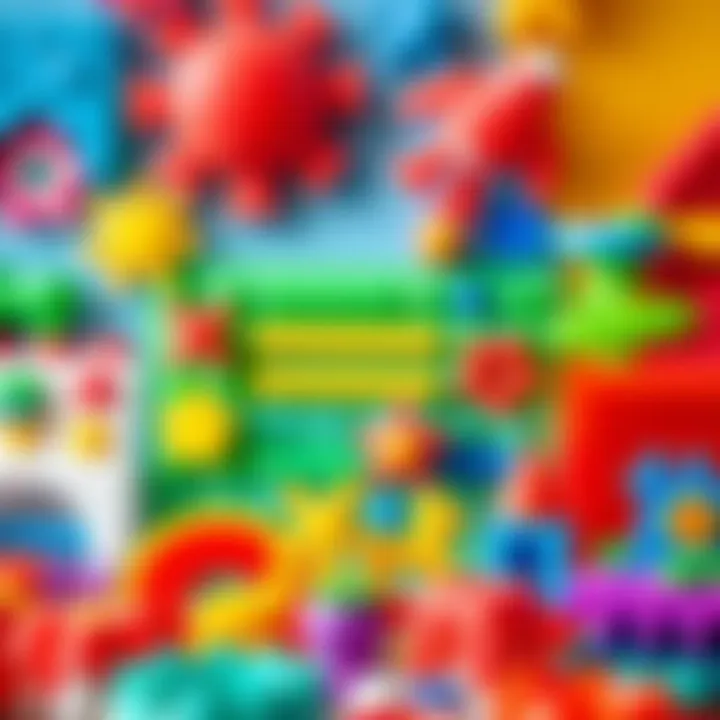 A colorful wall sticky toy set displayed on a bright background.
