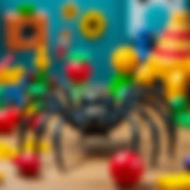 An educational setup showcasing the learning benefits of spider toys