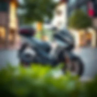 A sleek modern electric scooter parked in an urban setting