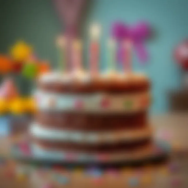 A beautifully arranged birthday cake on a table