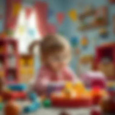 An engaging scene of a baby girl using her imagination during playtime.