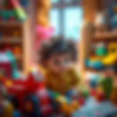 Family selecting toys that enhance the development of a curly-haired baby girl.