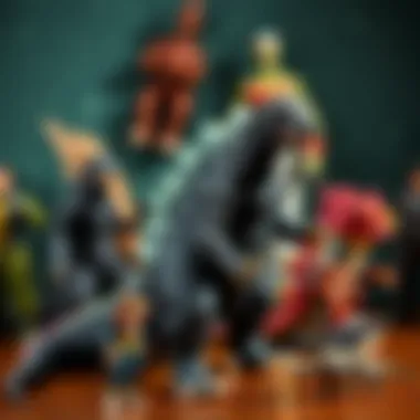 The Evolution of Godzilla Toys A vintage collection of Godzilla toys showcasing their evolution over the years.