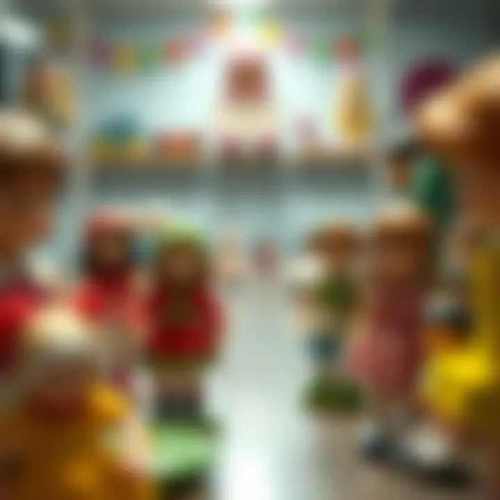 An educational timeline depicting the history of toy dolls from past to present